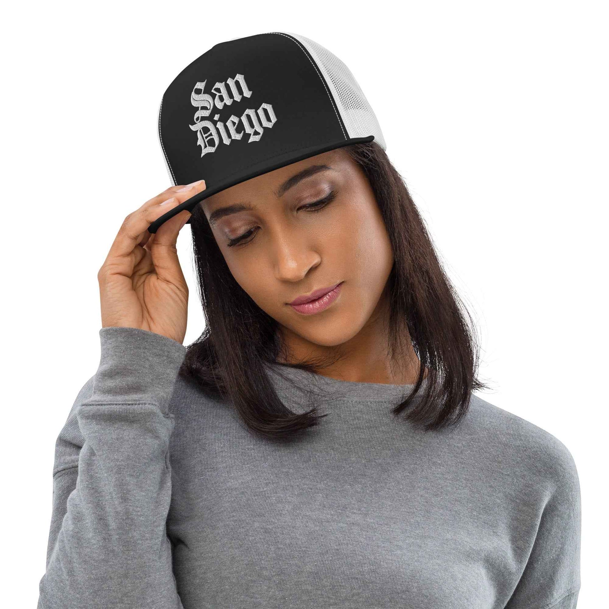 San Diego Old Spanish Script Trucker Hat