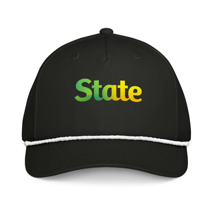 Green & Yellow State Classic rope cap with braided rope detail and Stay-Dri sweatband