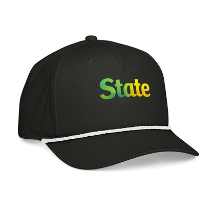 Green & Yellow State Classic rope cap with braided rope detail and Stay-Dri sweatband