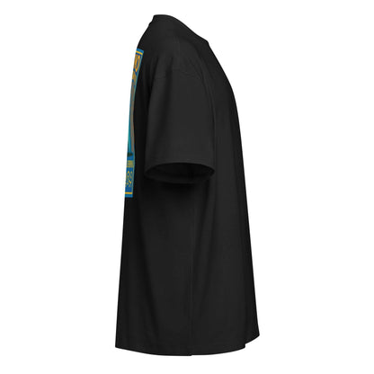 Black Nightcrawler Fresno men's box tee side view with logo on back