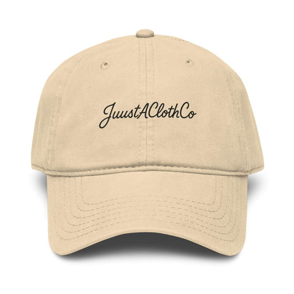 JuustAClothingCo garment washed beige cotton baseball cap with adjustable strap and soft crown