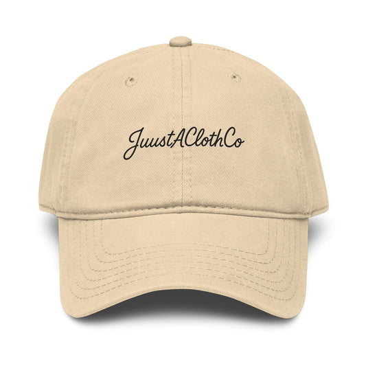 JuustAClothingCo garment washed beige cotton baseball cap with adjustable strap and soft crown