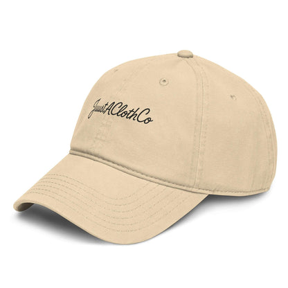 JuustAClothingCo Garment washed beige cotton baseball cap with adjustable strap and soft crown