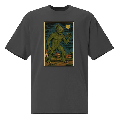 Lizard Man: Swamp Legend. Streetwear Staple. Oversized faded t-shirt