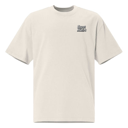 Michigan's Dogman themed classic unisex soft cotton blend t-shirt in beige with small chest logo design