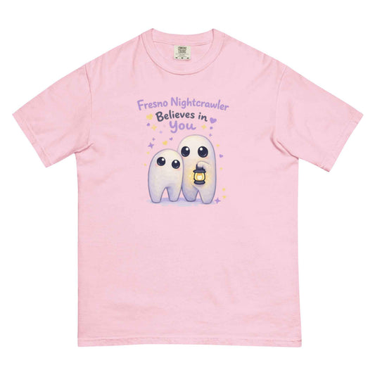Fresno Nightcrawler Believes in You – Kawaii Cryptid Encouragement T-Shirt