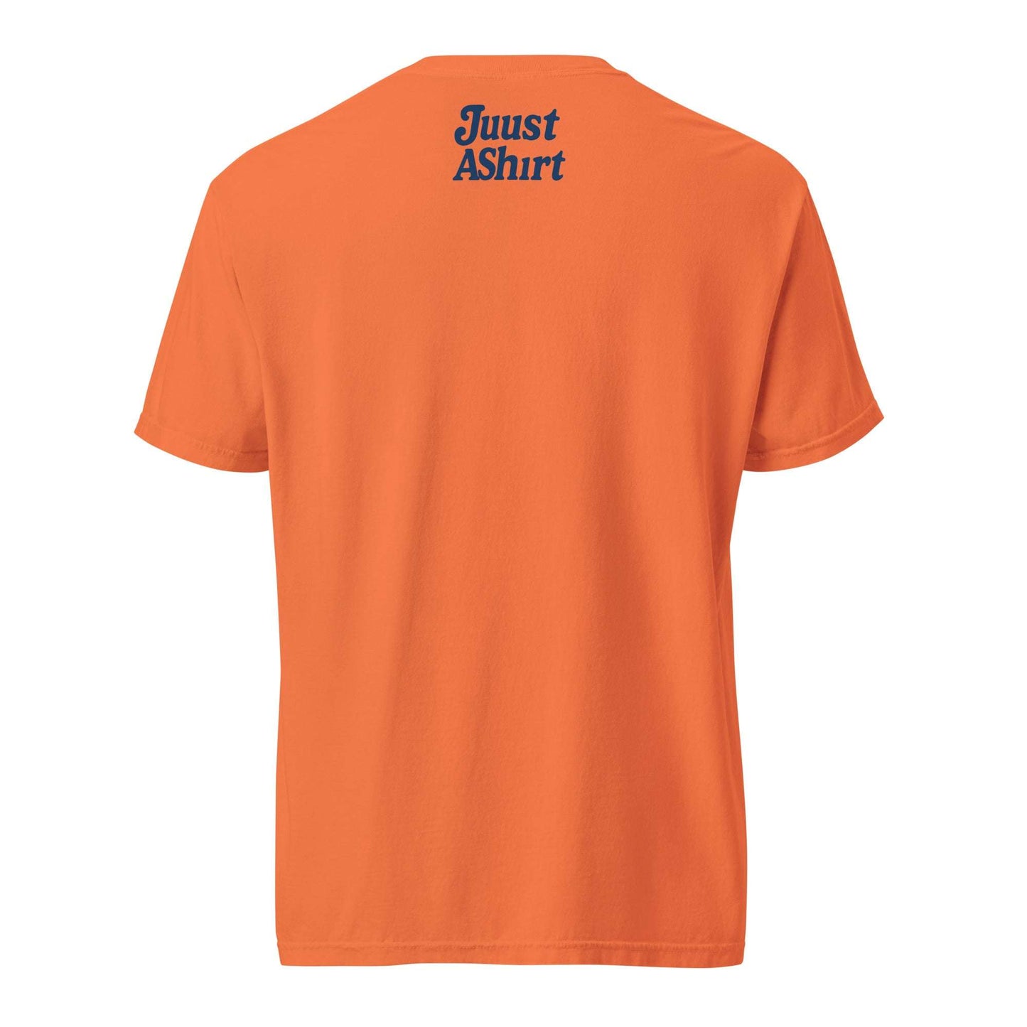 Back view of orange Big State heavyweight t-shirt made of 100% ring-spun cotton with relaxed fit and durable stitching