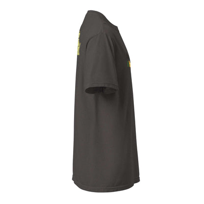 Side view of black heavyweight cotton Be Proud Norfolk t-shirt inspired by Virginia HBCUs with empowering message