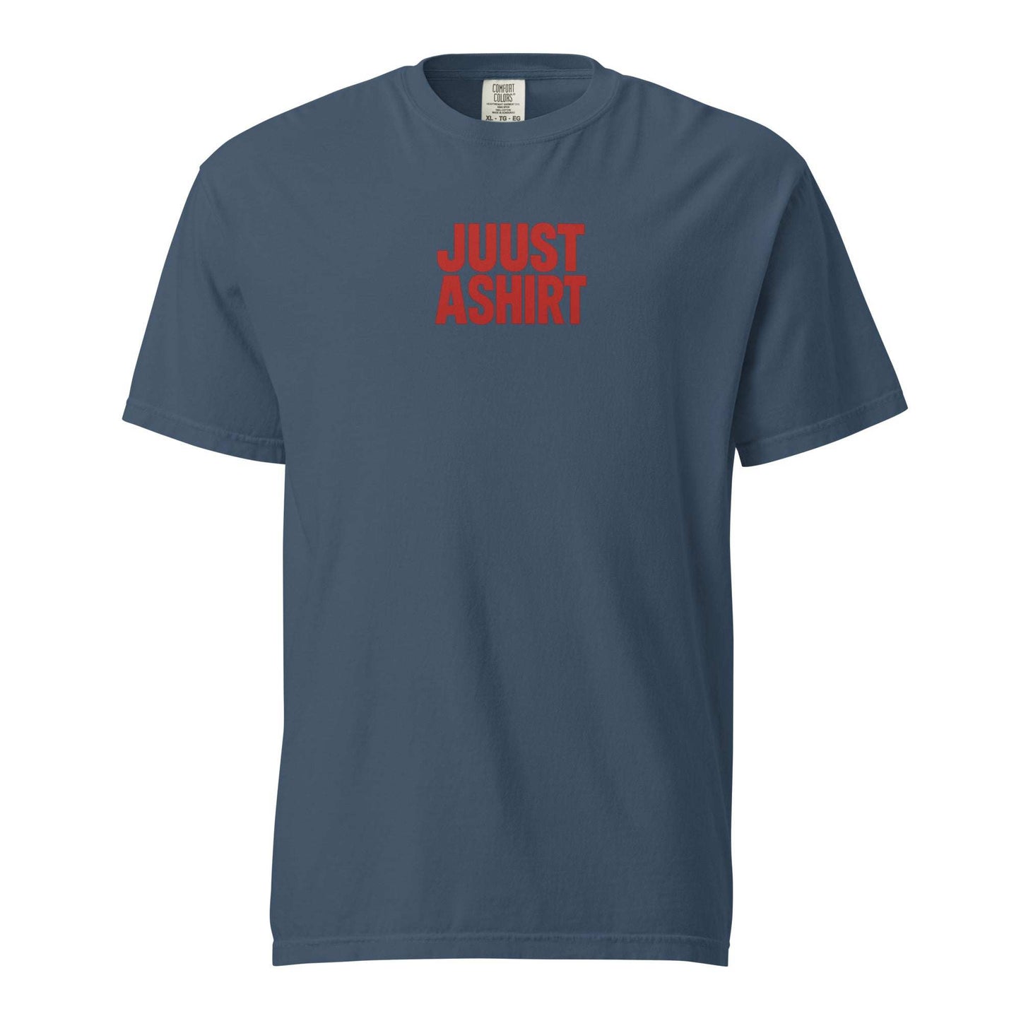 Fresno Hmong Tribute Tee navy blue unisex shirt with red Juust Ashirt logo celebrating Hmong heritage and Fresno pride