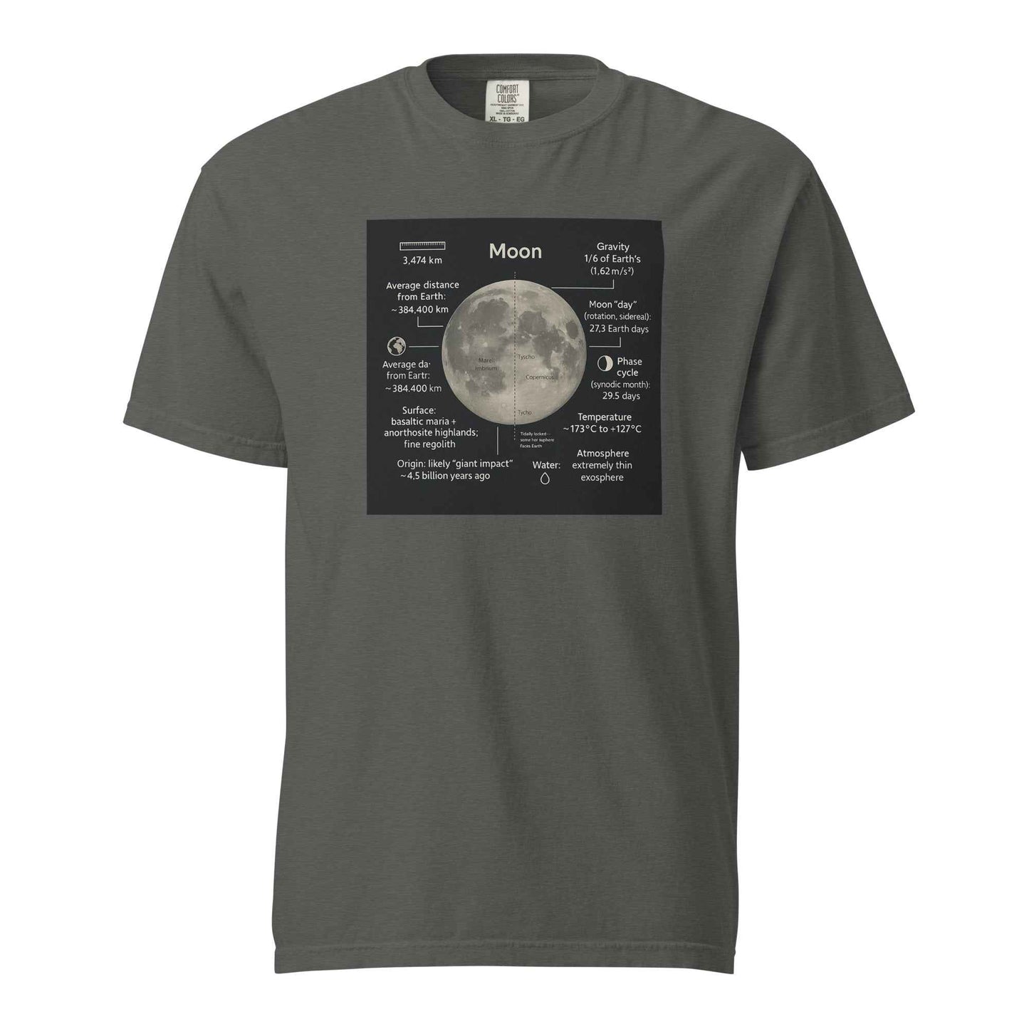 Moon Facts Unisex garment-dyed heavyweight t-shirt