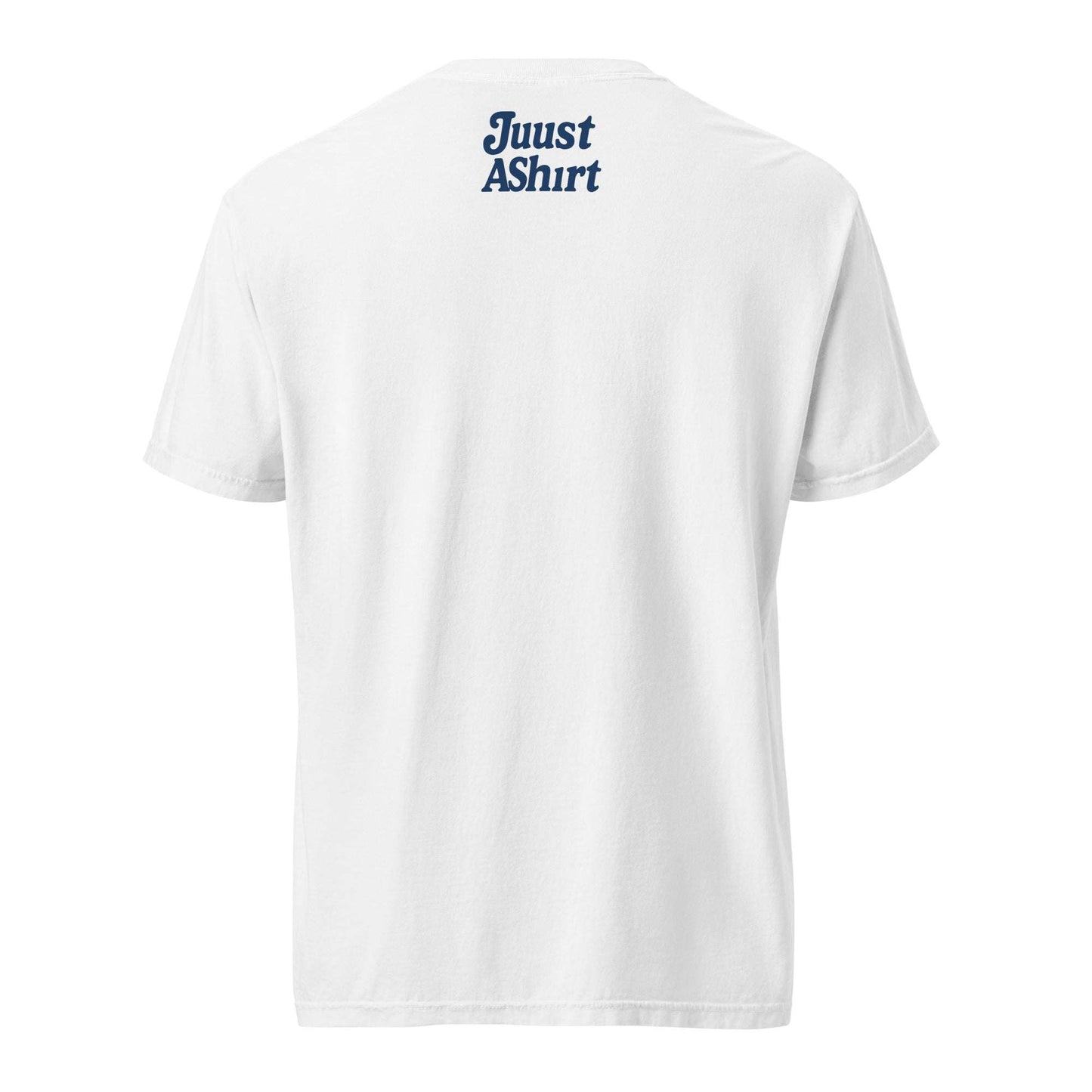 White Big State heavyweight t-shirt back view with relaxed fit and durable double-needle stitching