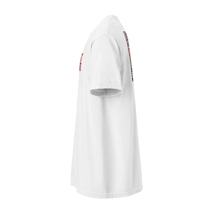 Side view of white Fresno Hmong Tribute Tee with traditional Hmong textile-inspired design and unisex fit