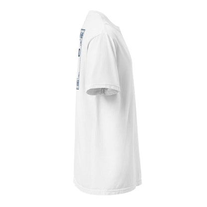 White Fresno x Punjabi Pattern Tee with traditional Punjabi-inspired geometric and floral border and bilingual Fresno wordmark on front