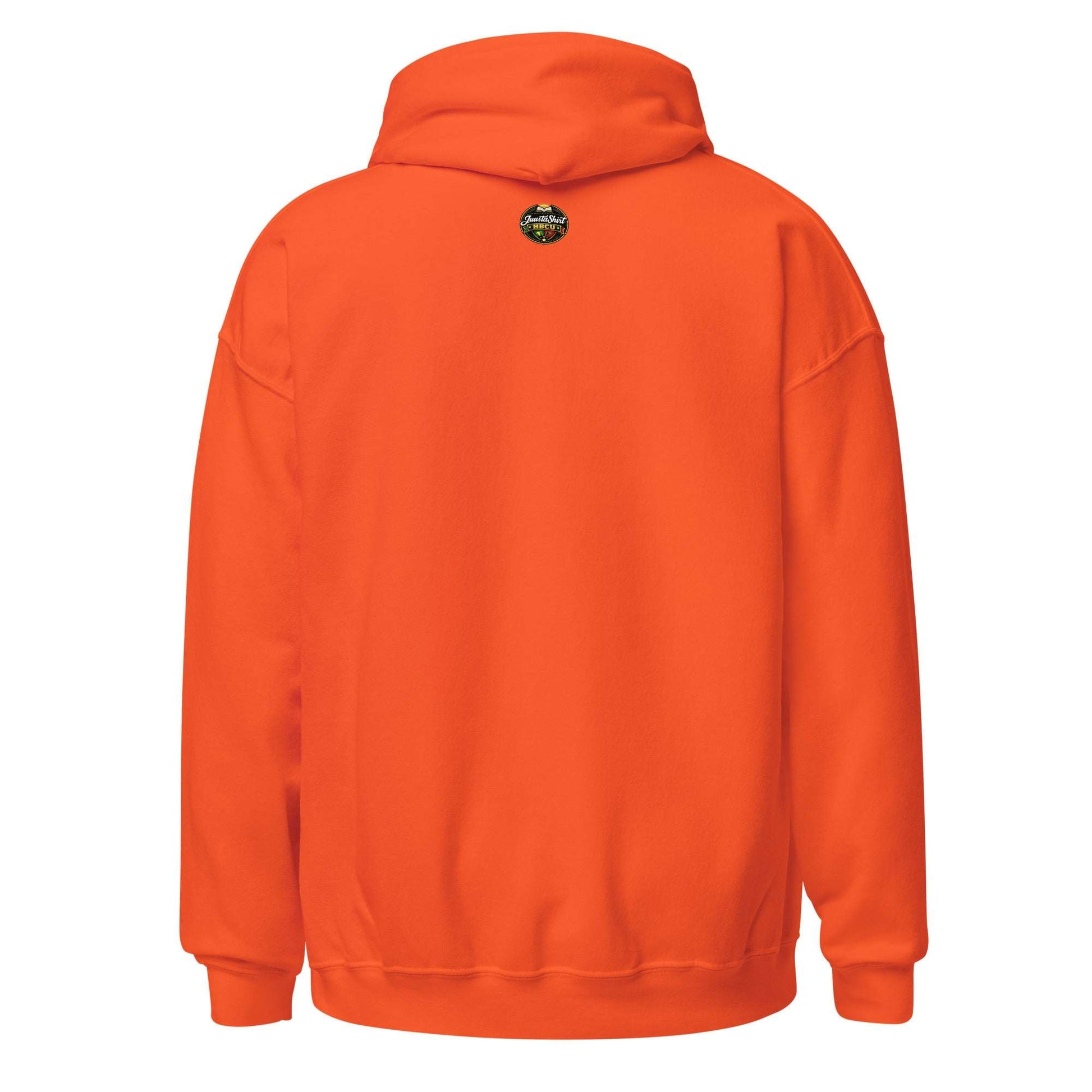 Virginia State Unisex Hoodie in bright orange with double-lined hood and front pocket, soft cotton-polyester blend.