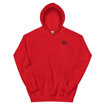 Red Believe in Aliens unisex hoodie with front pouch pocket and double-lined hood