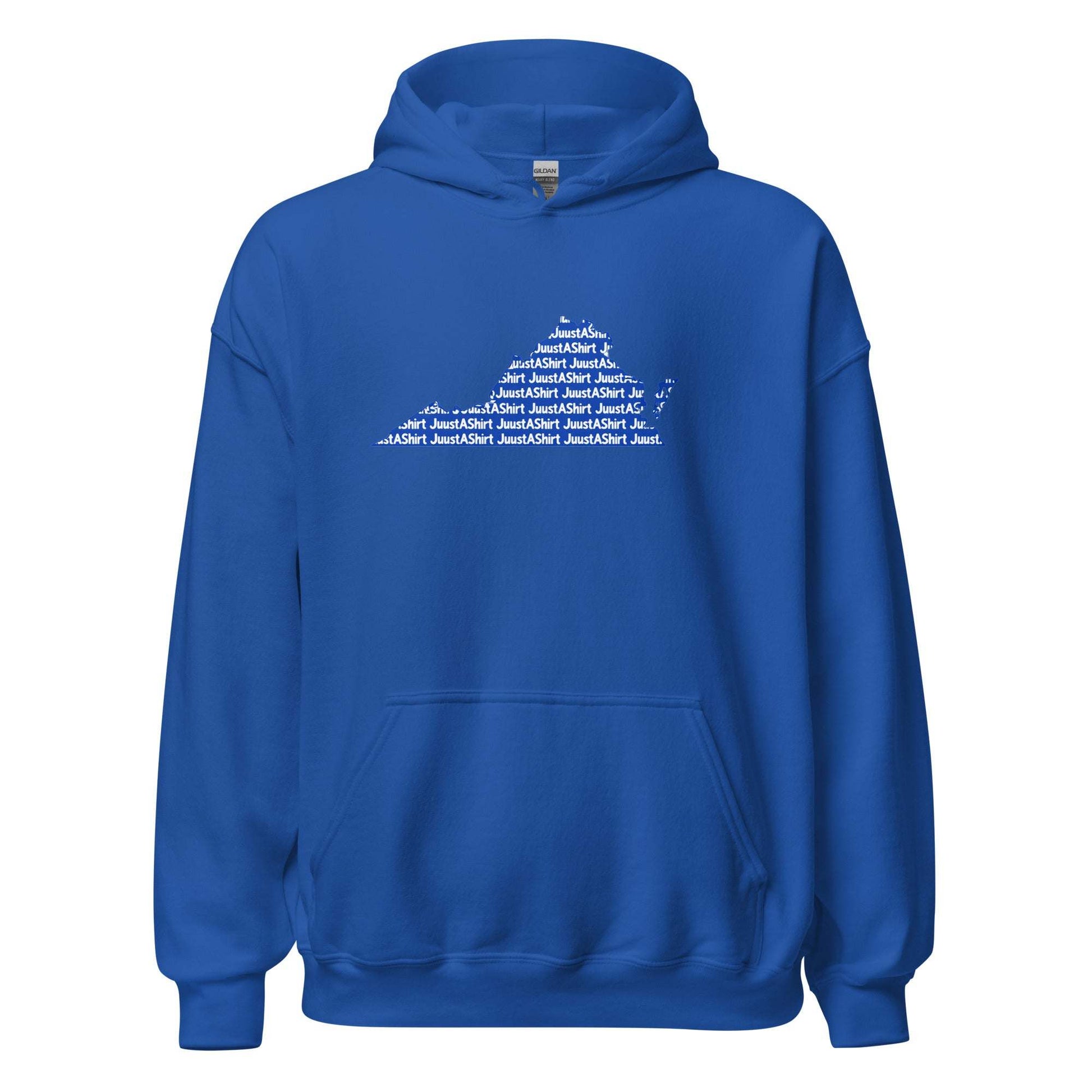 blue Hampton Virginia unisex hoodie with white graphic text design, celebrating HBCU pride and Hampton legacy