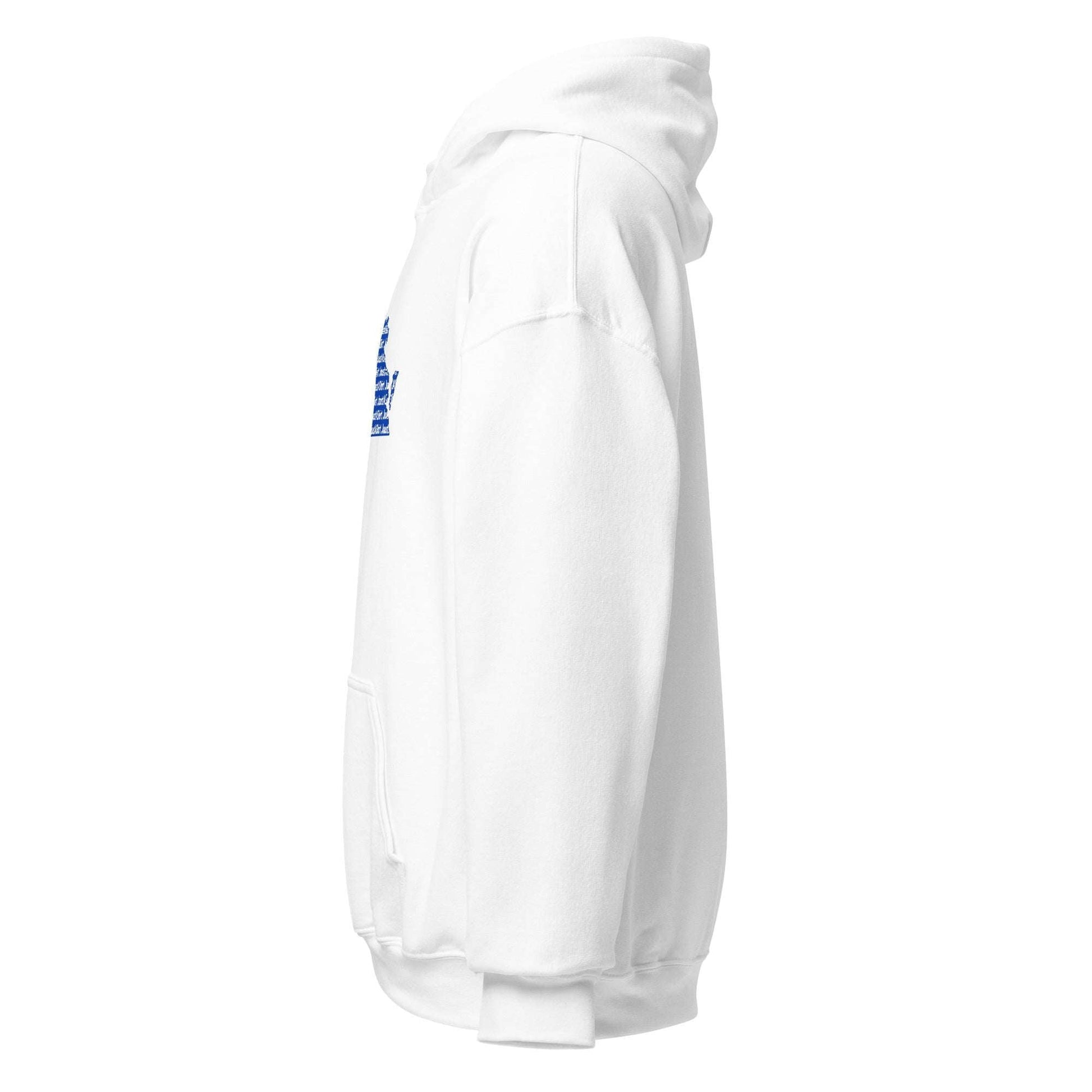 White unisex hoodie representing Hampton Virginia HBCU pride with soft premium fabric and comfortable fit