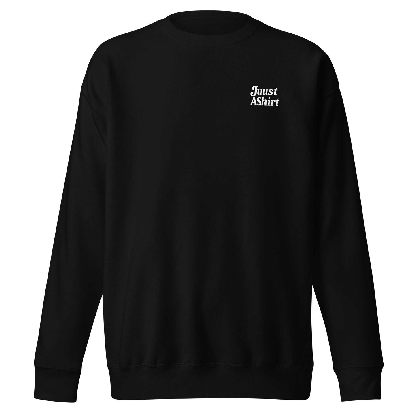 Oakland Tree Unisex black premium sweatshirt with ribbed crew neck and cuffs, cotton blend fleece interior, and minimalist front logo.