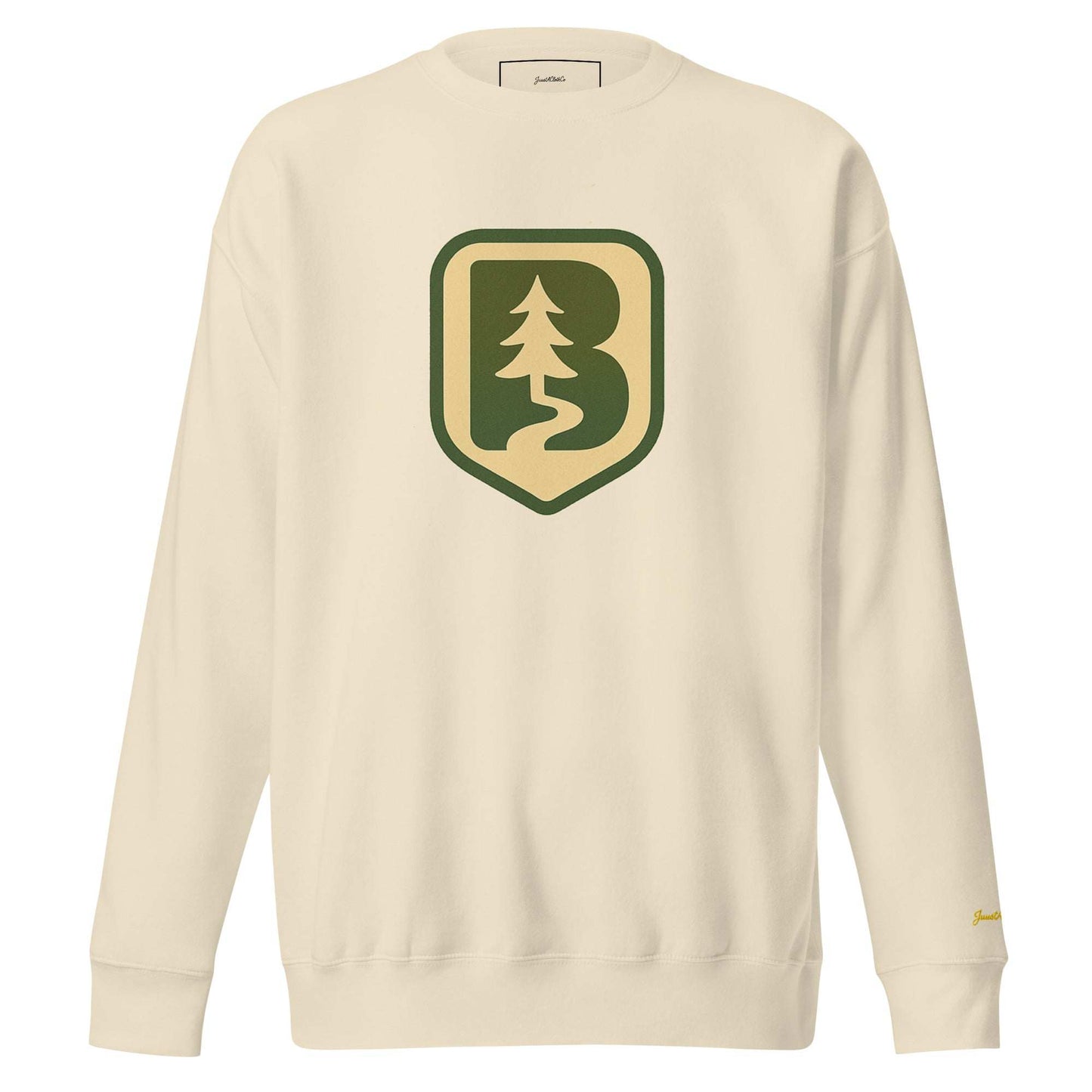 70s Boise Unisex Sweatshirt cream with green tree emblem and ribbed crew neck