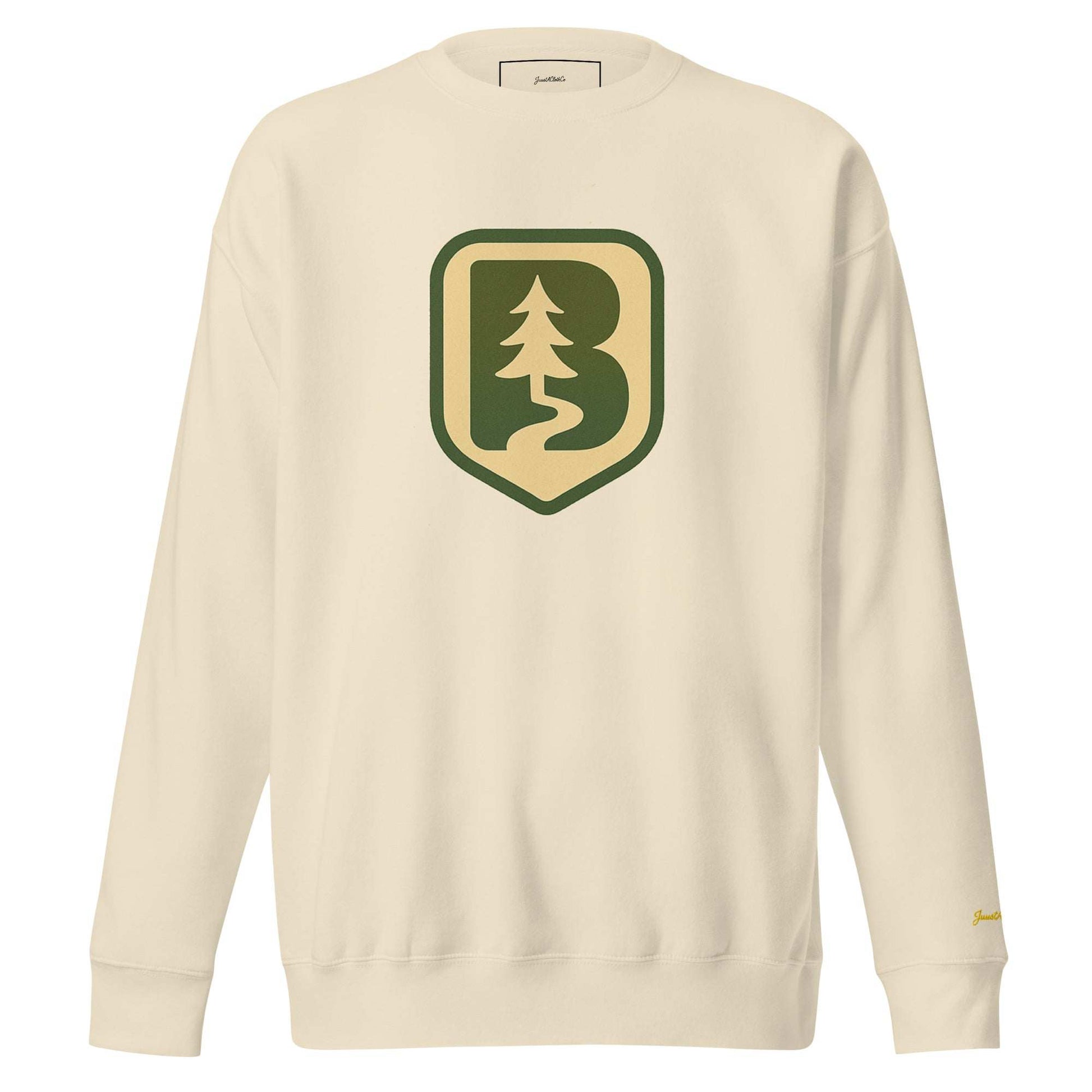 70s Boise Unisex Sweatshirt cream with green tree emblem and ribbed crew neck