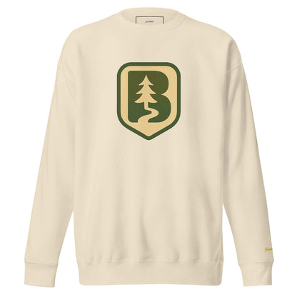 70s Boise Unisex Sweatshirt cream with green tree emblem and ribbed crew neck