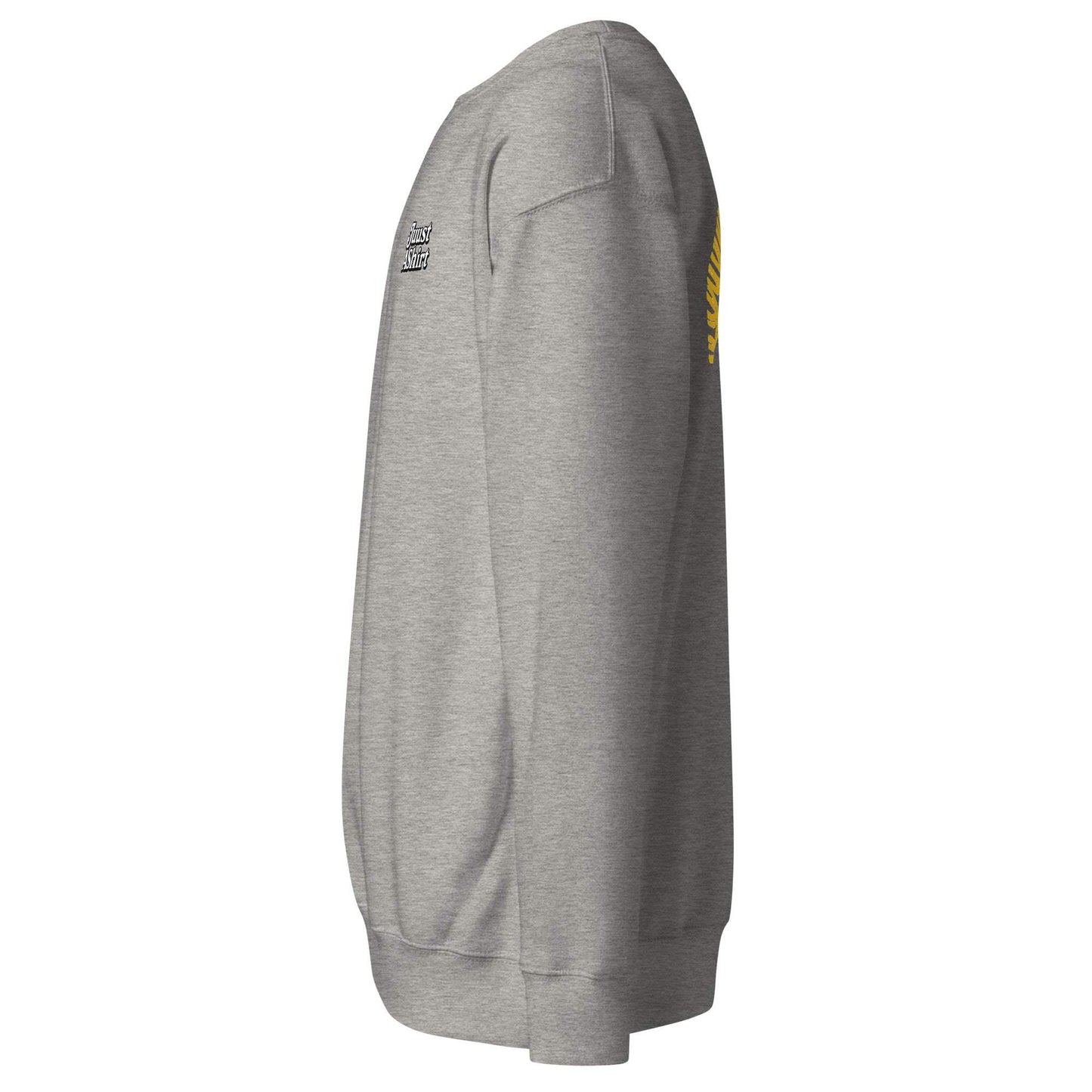 Oakland Tree Unisex charcoal heather sweatshirt side view soft fleece long sleeve
