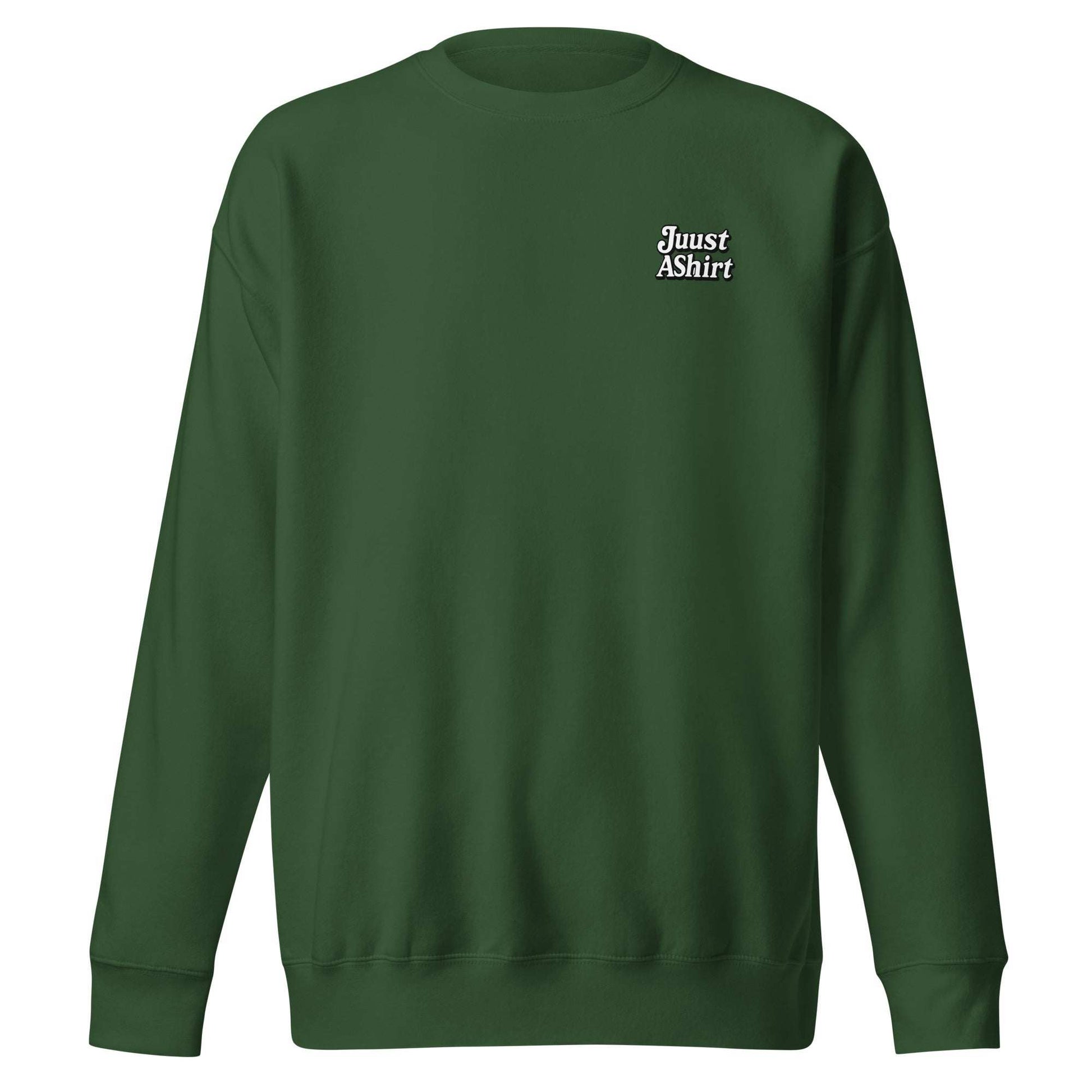 Oakland Tree Unisex premium green sweatshirt with ribbed crew neck and long sleeves, soft fleece interior for everyday comfort