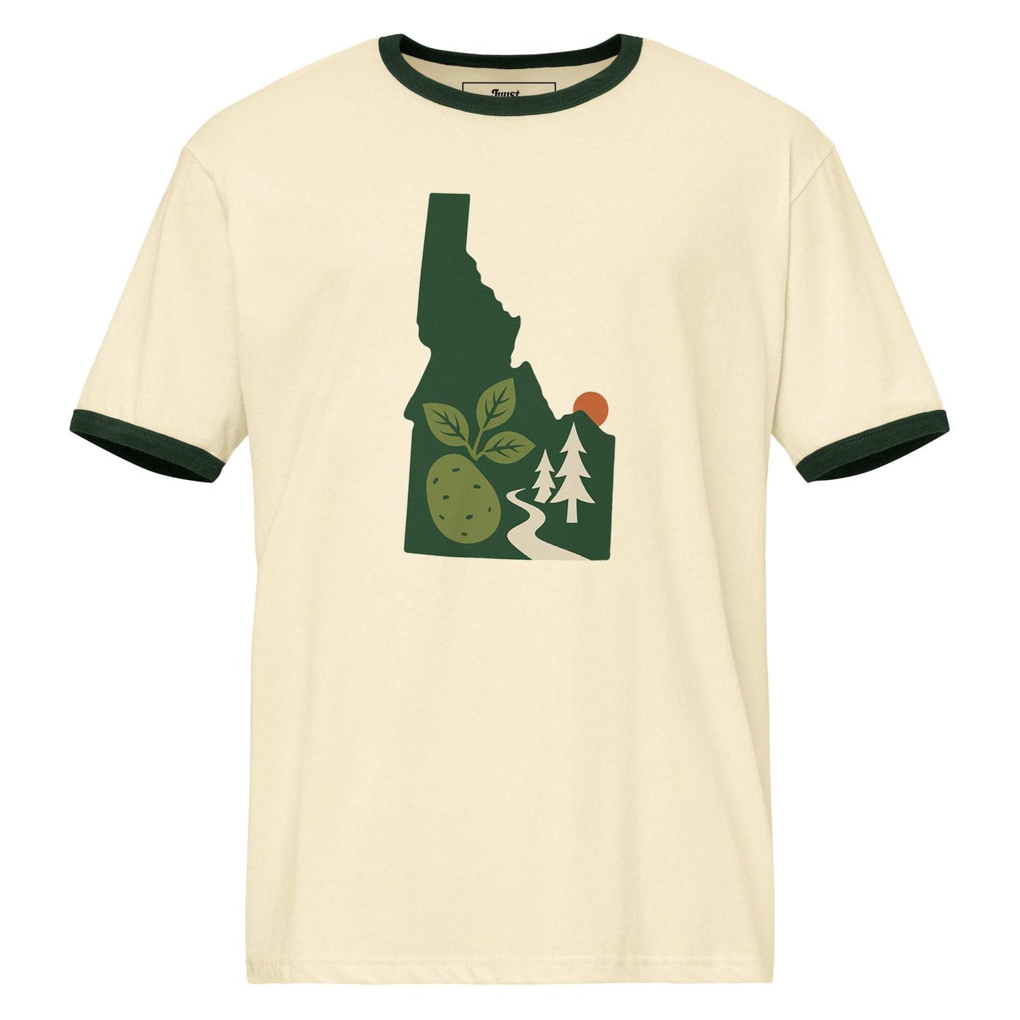 Idaho Unisex ringer t-shirt with retro contrast trims and state graphic design in lightweight cotton