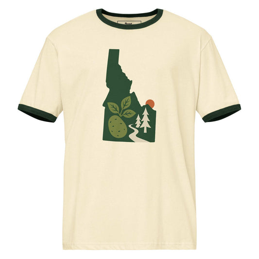 Idaho Unisex ringer t-shirt with retro contrast trims and state graphic design in lightweight cotton
